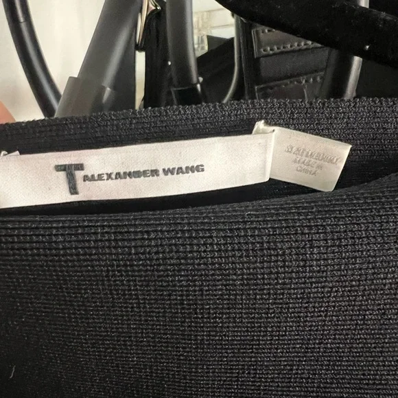 Alexander Wang Black Asymmetric Cutout Cropped Top Size Small